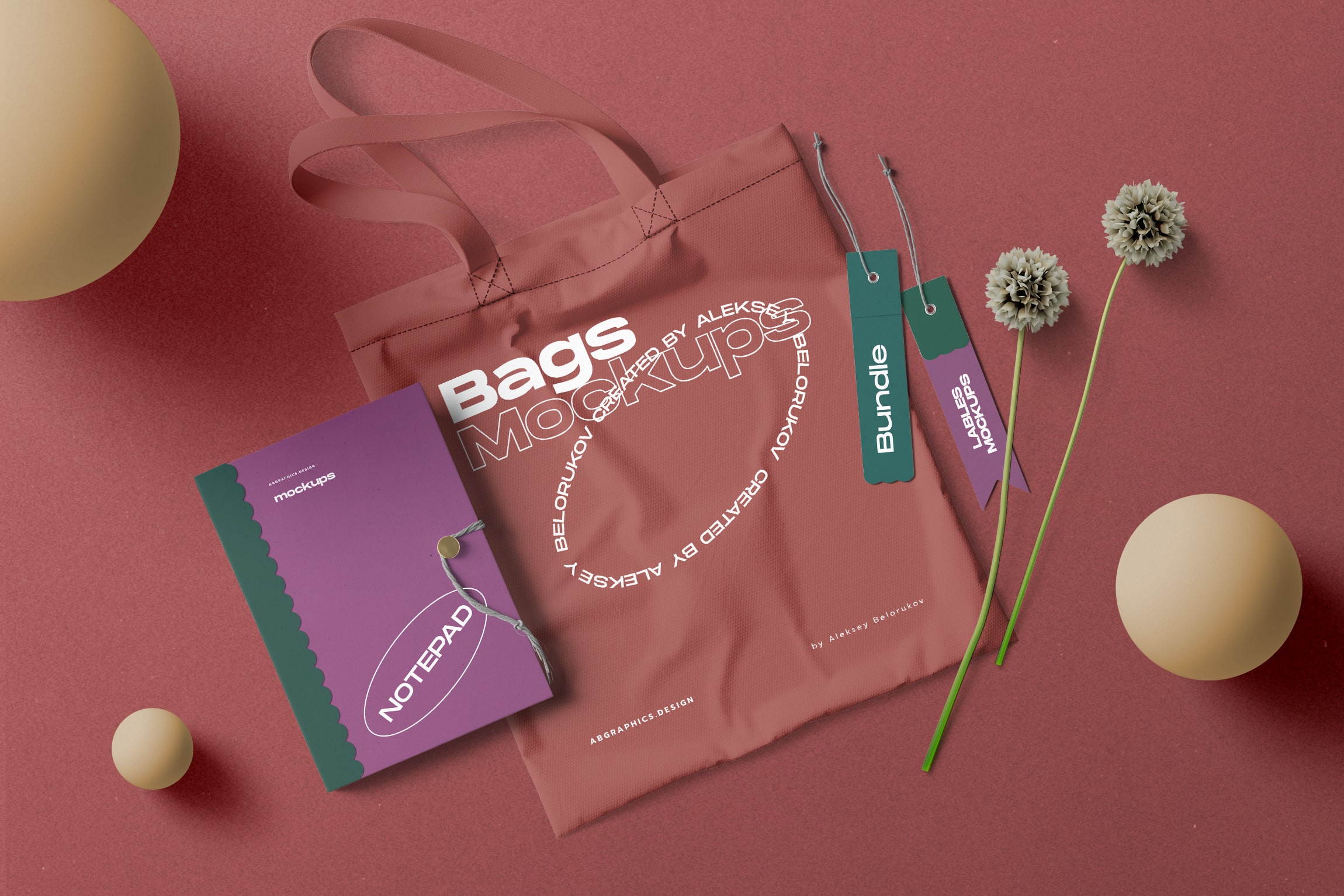 Download Color Bag And Notebooks Mockup Top View PSD FREE | Creatoom