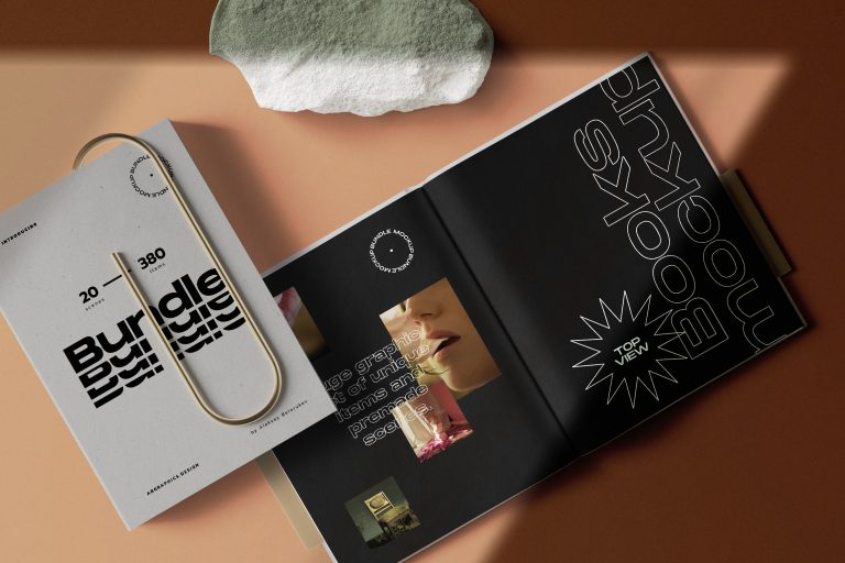 Download Open Close Magazines Mockup Top View PSD | Creatoom