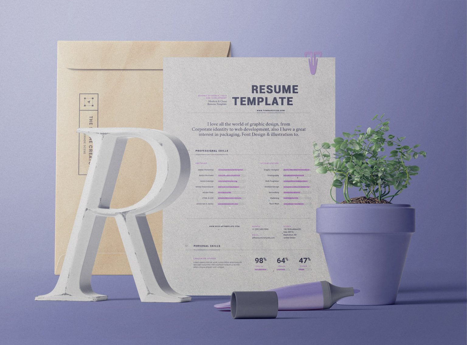 Download Rezume Paper And Folders Mockup Front View PSD FREE | Creatoom