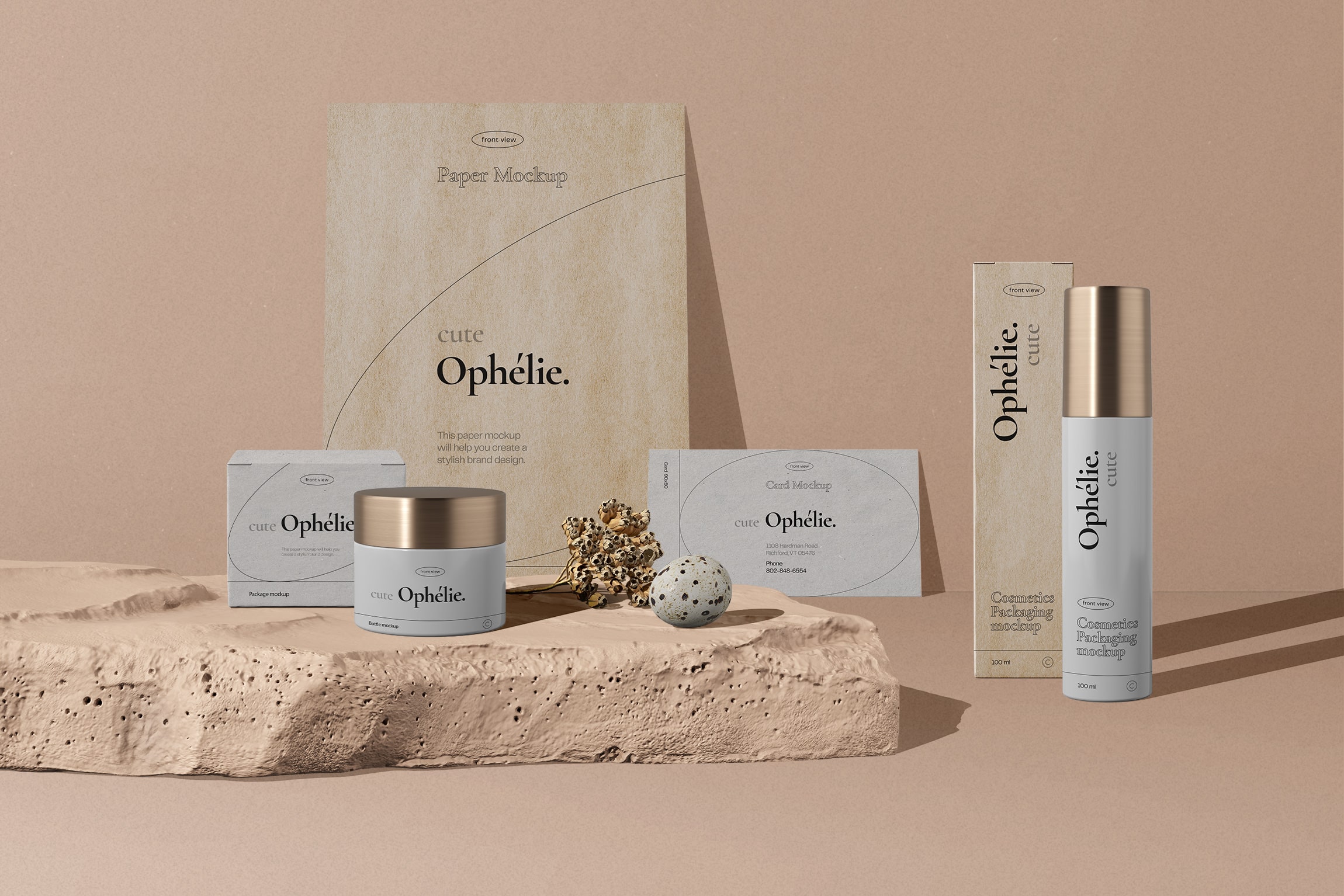 Download Set Of Packaging And Paper For Branding Cosmetics Mockup ...