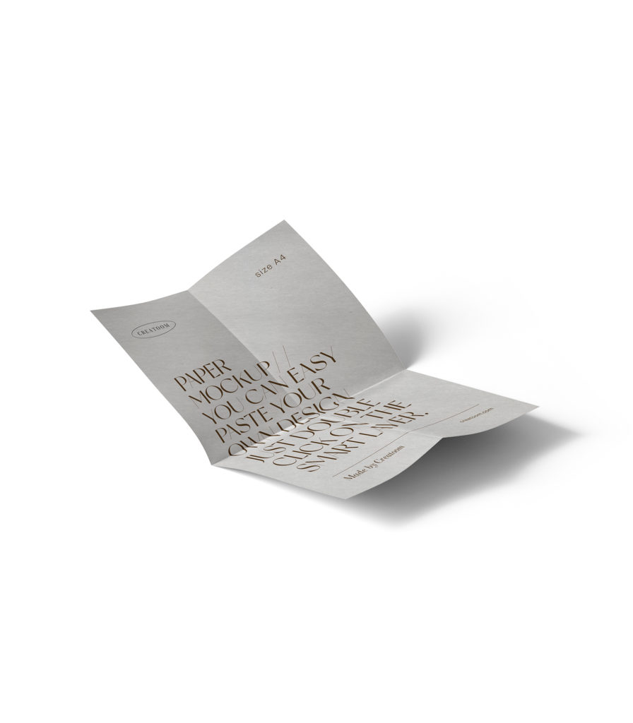 Folded Paper Size A4 Mockup V12 Isometric | Mockup store | Creatoom