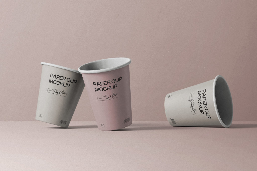 Scene With Paper Cup Mockups Front View | Mockup Store | Creatoom