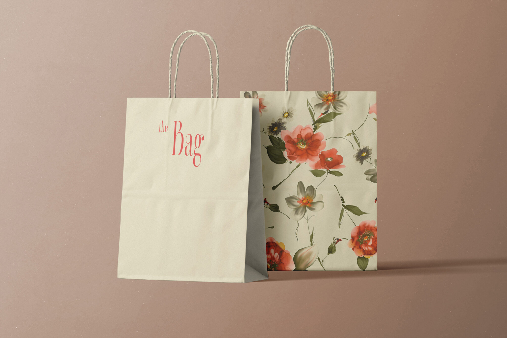 Scene With Two Paper Bag Mockups Front View | Mockup store | Creatoom