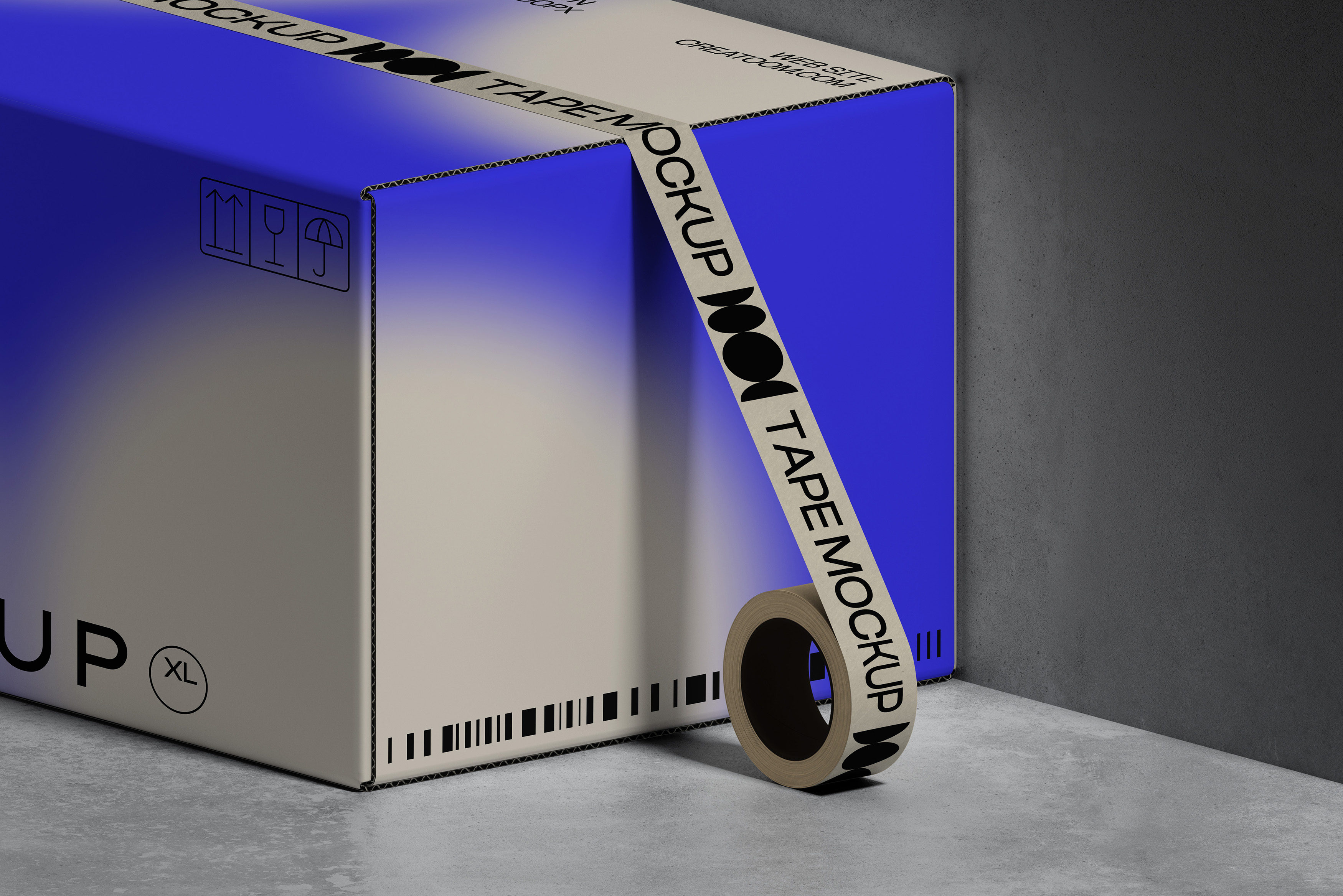 Packaging Box Tape Mockup V3 Isometric | Mockup store | Creatoom